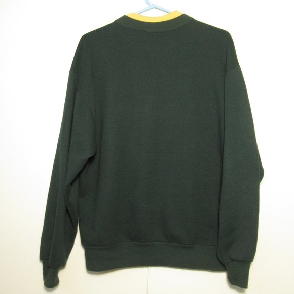 Morning Sun Vintage Grandma Sweatshirt Double Collar Dark Green Sunflower M - Picture 4 of 11